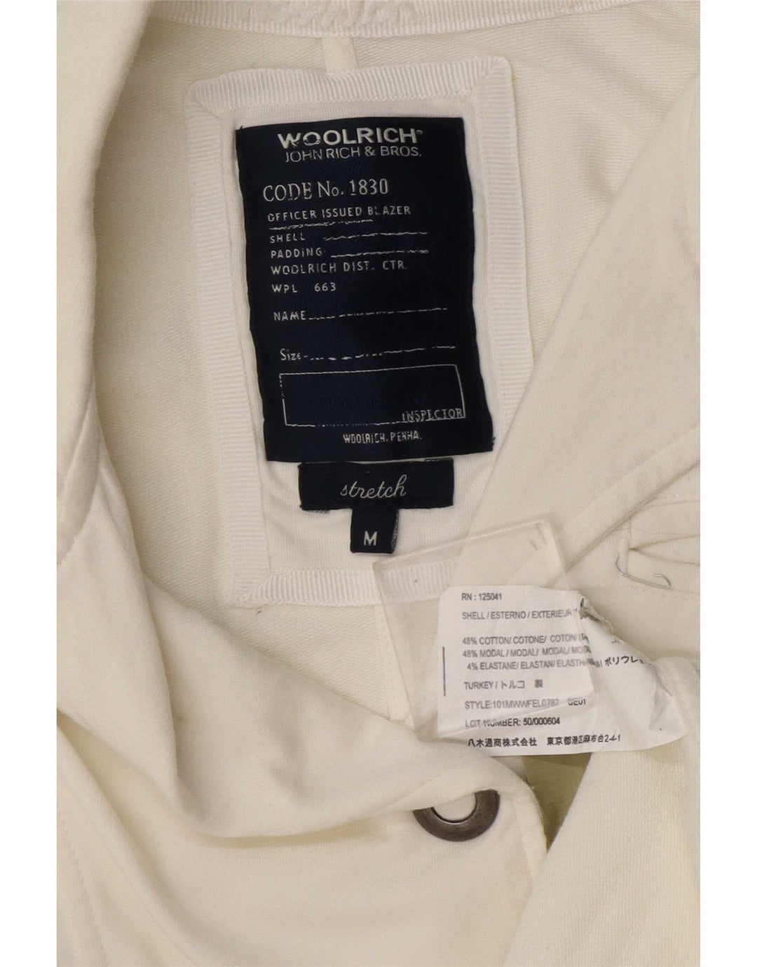 Woolrich Ženska jakna sa 3 gumba UK 12 Srednje bijeli pamuk