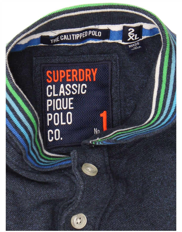 SUPERDRY muška grafička polo majica 2XL mornarsko plava