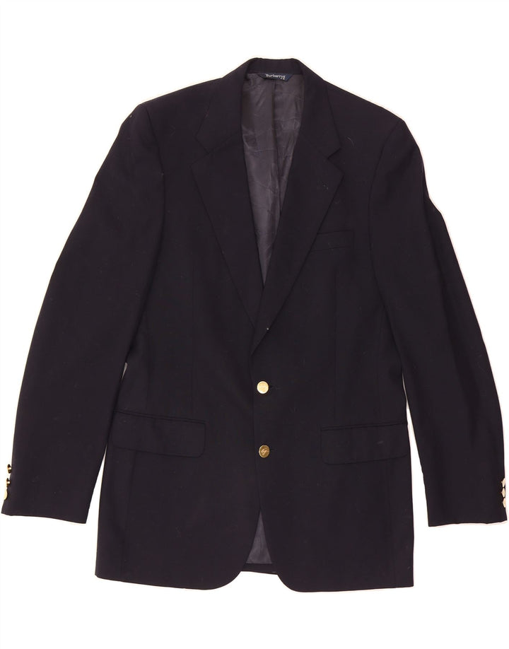BURBERRYS Mens 2 Button Blazer Jacket UK 38 Medium Navy Blue Wool Vintage Burberrys and Second-Hand Burberrys from Messina Hembry 