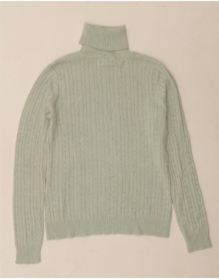 IZOD Womens Roll Neck Jumper Sweater UK 12 Medium Green Cotton Vintage Izod and Second-Hand Izod from Messina Hembry 