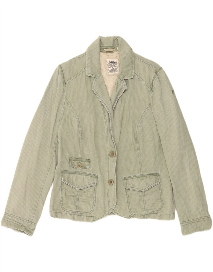 TIMBERLAND Womens 2 Button Blazer Jacket UK 16 Large Green Herringbone Vintage Timberland and Second-Hand Timberland from Messina Hembry 