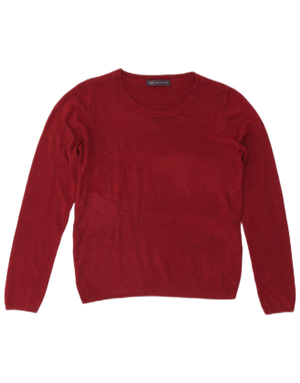 Marks & Spencer Womens Boat Neck Jumper Sweater UK 8 Small Burgundy Acrylic