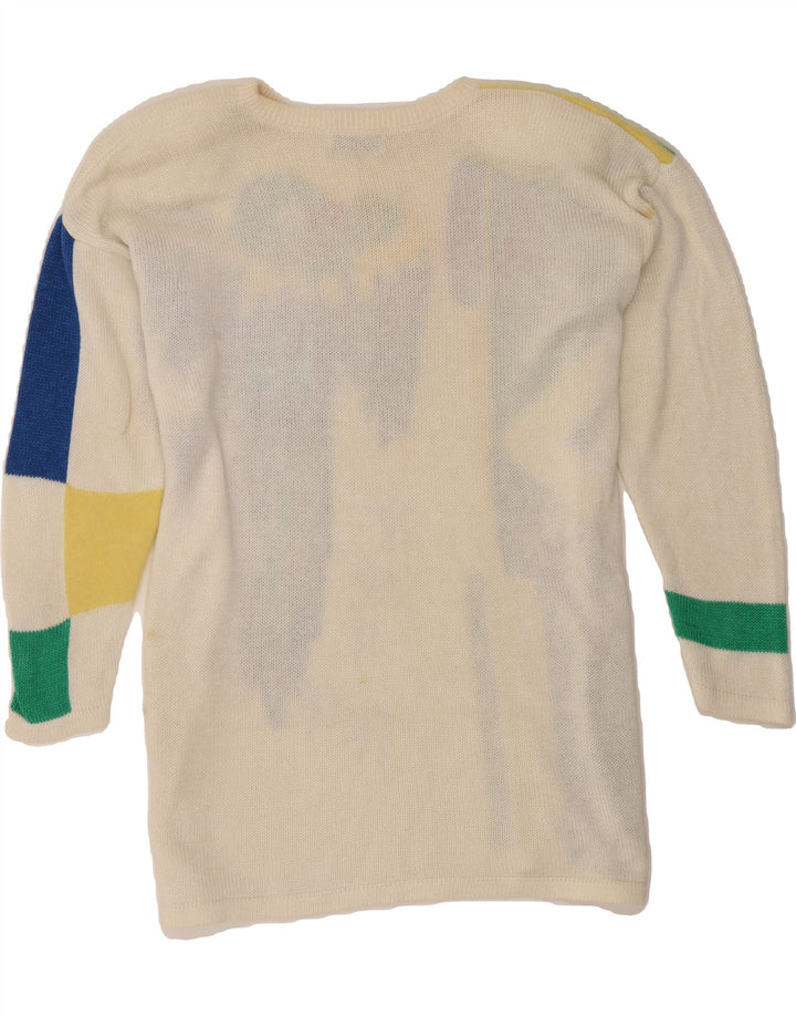 VINTAGE Womens Boat Neck Jumper Sweater IT 42 Medium Off White Bird Vintage Vintage and Second-Hand Vintage from Messina Hembry 