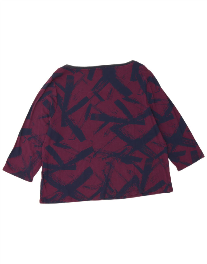 MARKS & SPENCER Ženska majica s 3/4 rukavima UK 18 XL Ljubičasta geometrijska viskoza