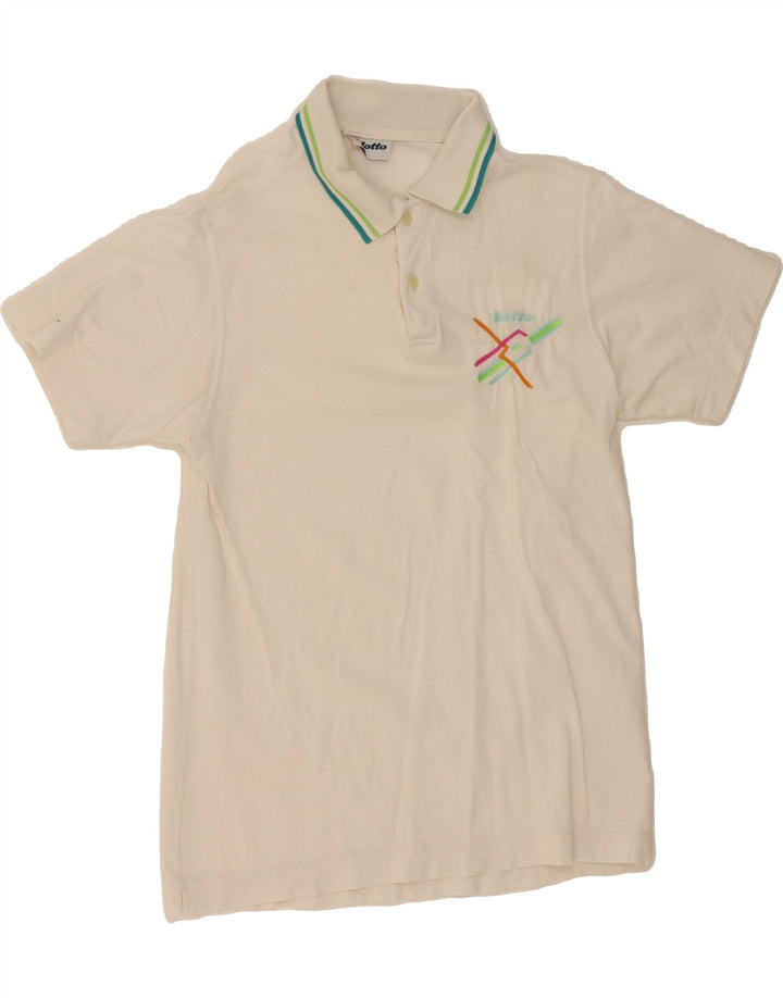 LOTTO Mens Polo Shirt Medium Off White Cotton Vintage Lotto and Second-Hand Lotto from Messina Hembry 