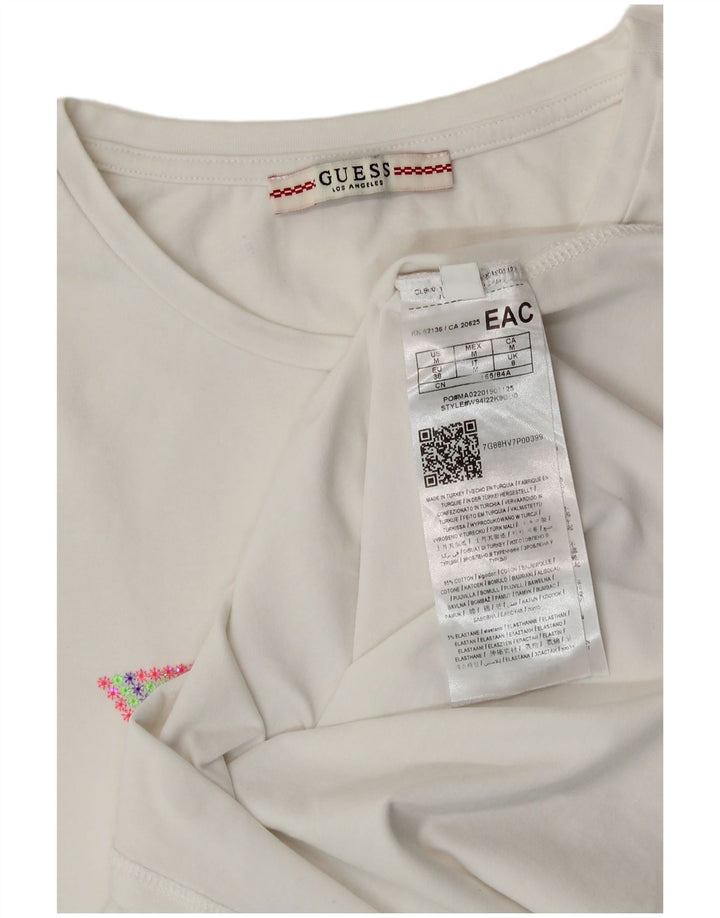 Guess Ženska majica kratkih rukava s grafičkim motivima UK 12 Srednje bijeli pamuk