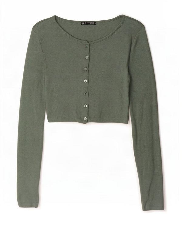 Zara ženski kratki kardigan UK 6 XS zeleni