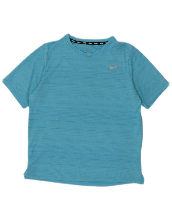 Nike Boys Dri Fit T-Shirt Top 13-14 Years XL Blue Pinstripe Poliester