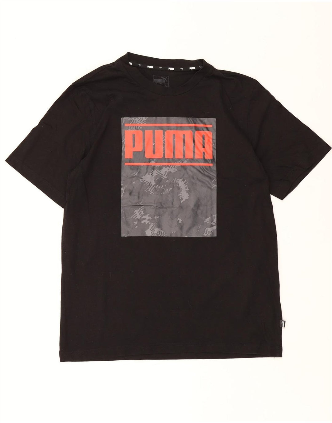 PUMA Mens Graphic T-Shirt Top Medium Black Cotton