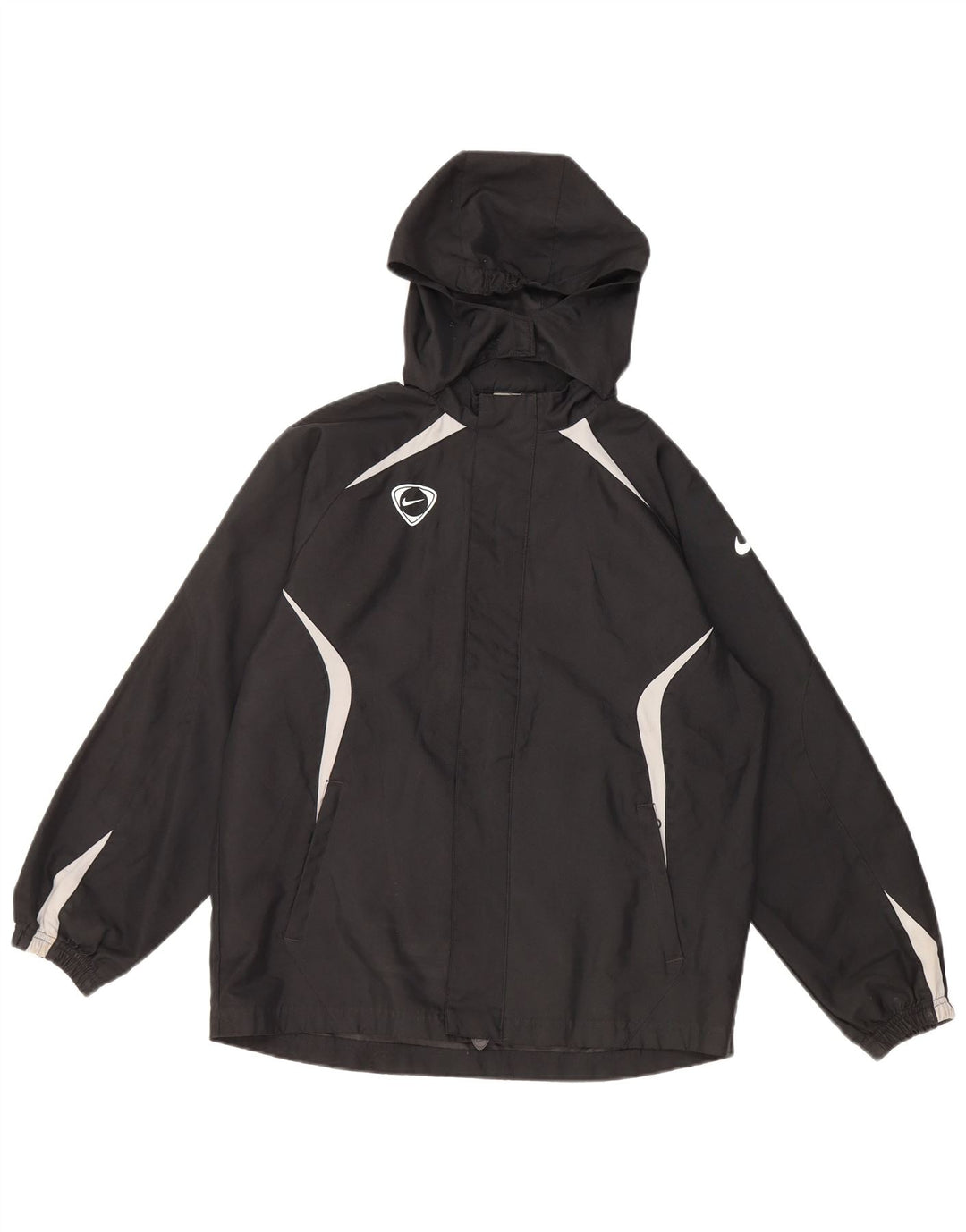 NIKE Kišna jakna s kapuljačom za dječake 12-13 godina, velika crna poliesterska boja