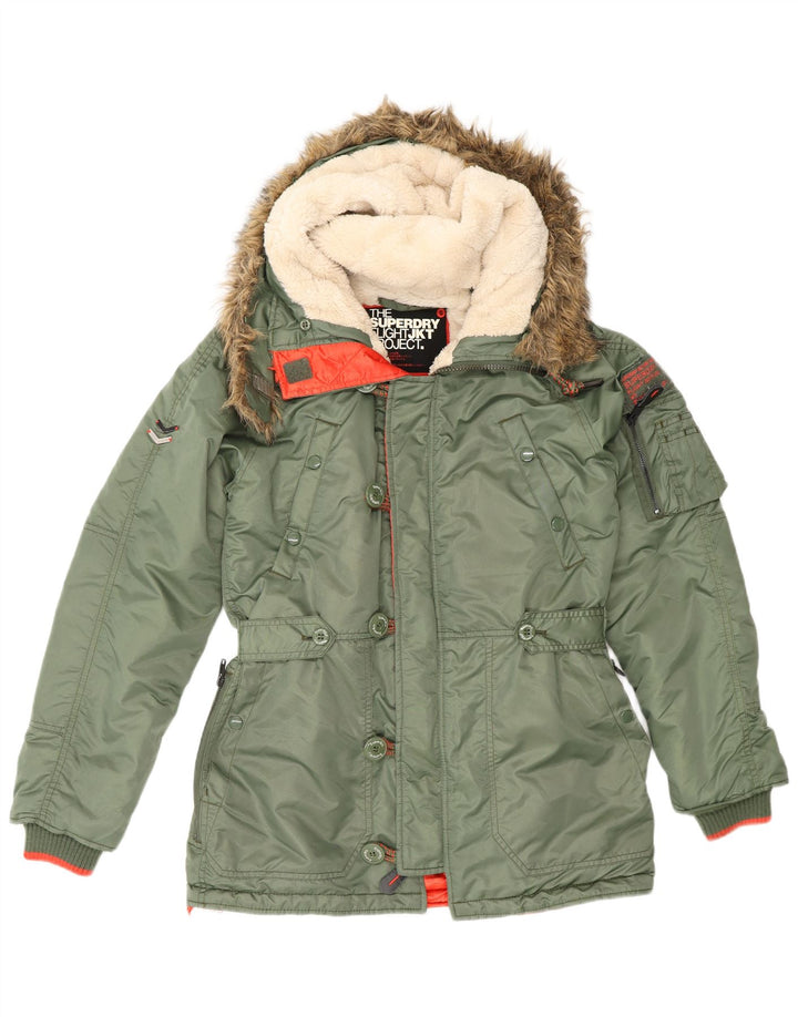 Superdry muška parka jakna s kapuljačom UK 36, mali zeleni najlon