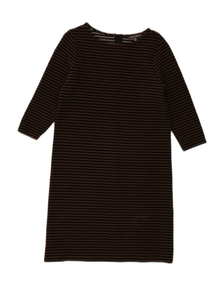 LAURA ASHLEY Ženska duga haljina s 3/4 rukavima UK 12 srednje bež na pruge