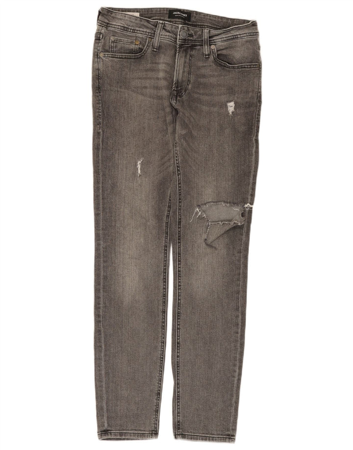 JACK & JONES Muške uske traperice s oskudima W30 L30 Sivi pamuk