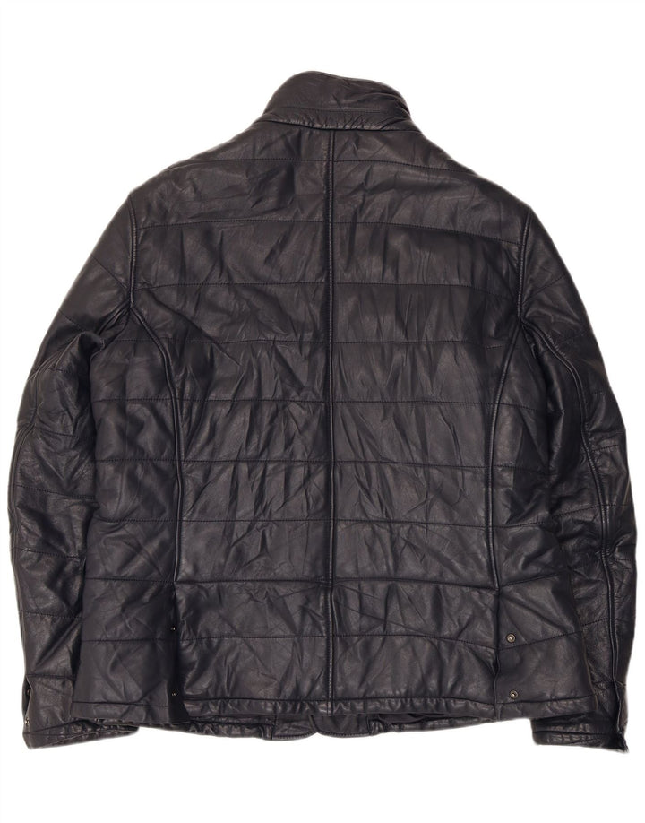 Ženska bomber kožna jakna Desiree UK 18 XL tamnoplava koža