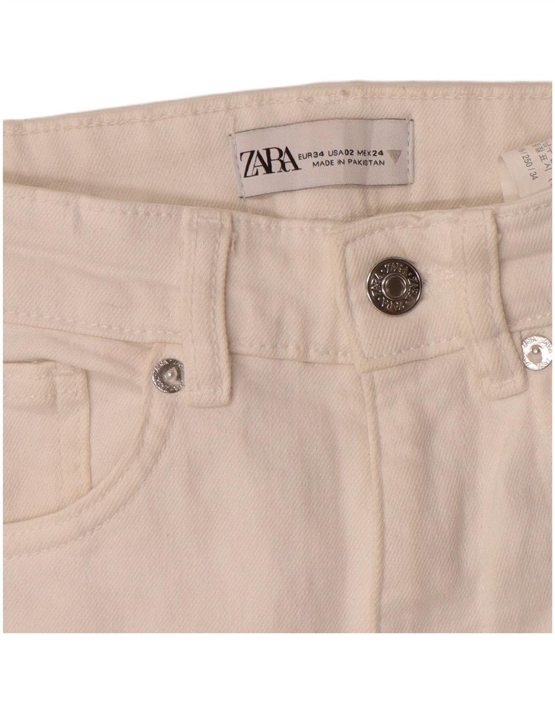 Zara ženske traperice visokog struka s visokim strukom EU 34 2XS W24 L26 sivobijele