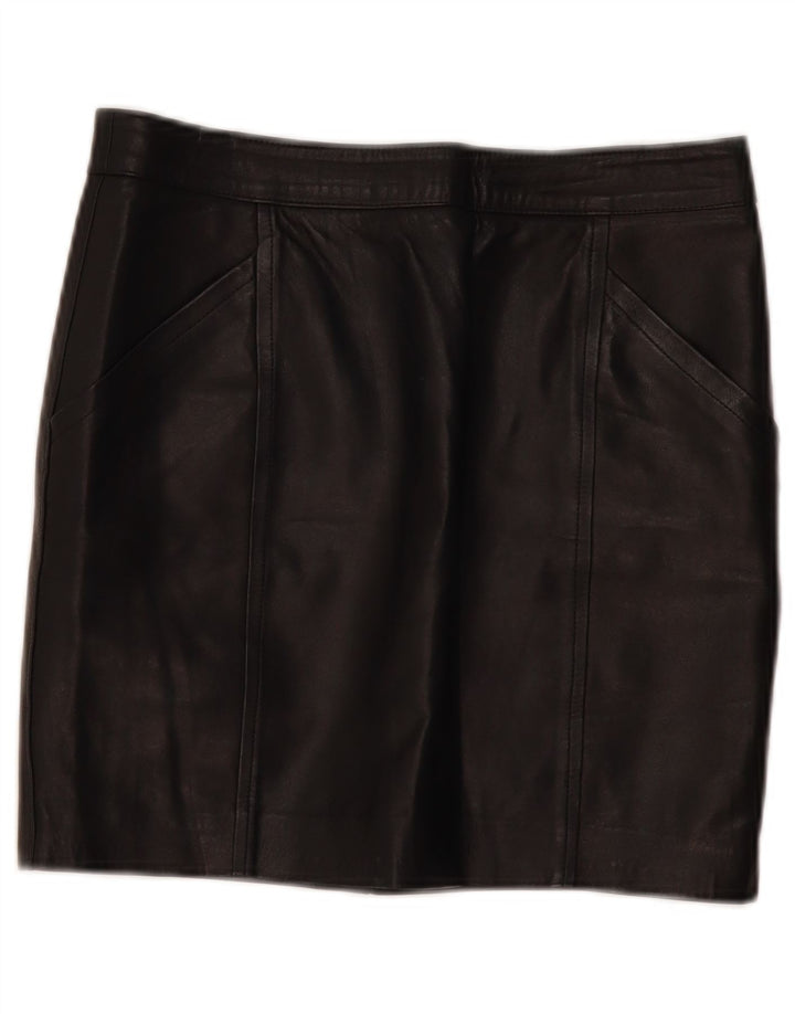Vintage ženska mini kožna suknja W30 srednje crna
