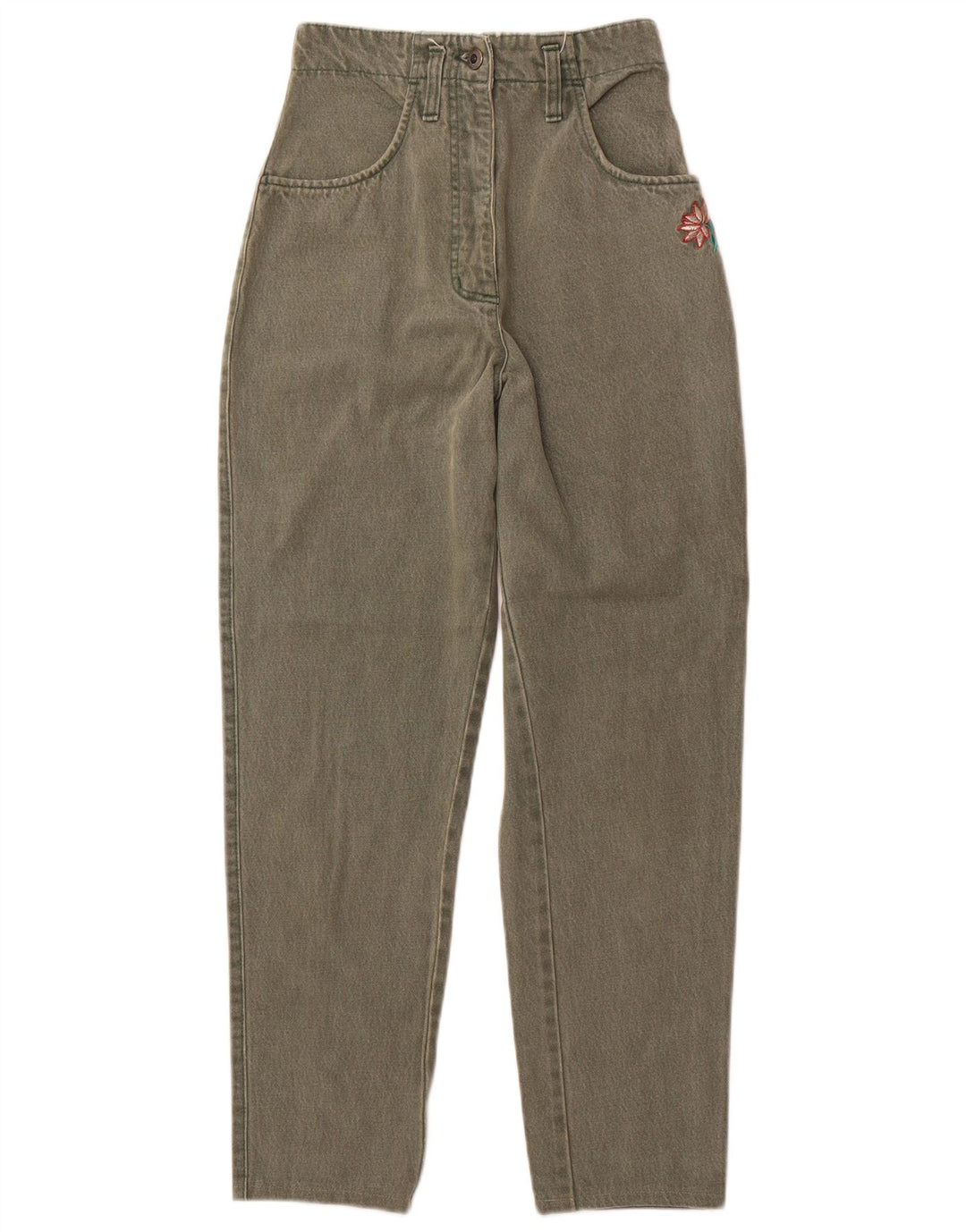 CAPPOPERA Womens Tapered Jeans W24 L27 Khaki Cotton