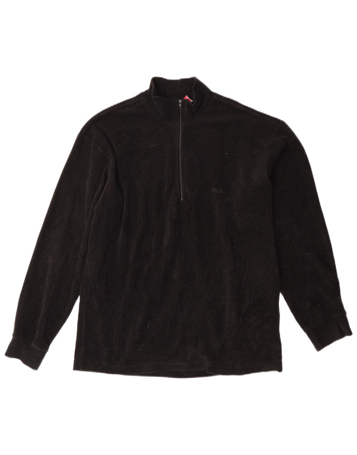 FILA muški džemper od flisa s patentnim izrezom IT 48 srednje crne boje