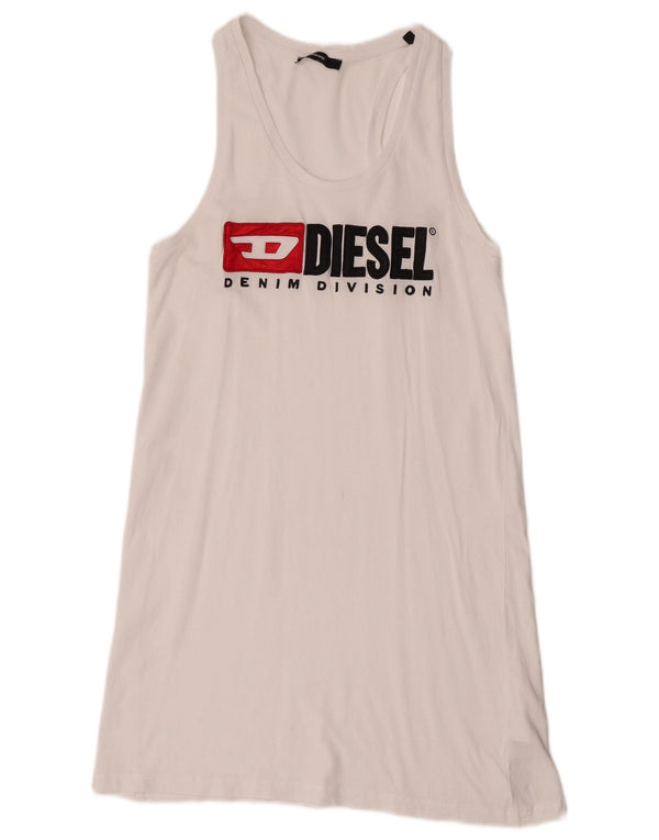 Diesel Ženska grafička T-shirt haljina bez rukava UK 12 Srednje bijeli pamuk