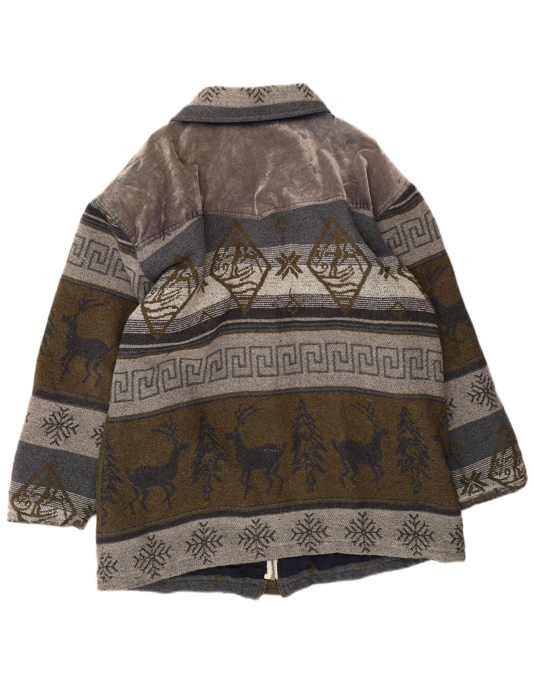 Vintage muška duffle jakna UK 40 Large Grey Fair Isle vuna