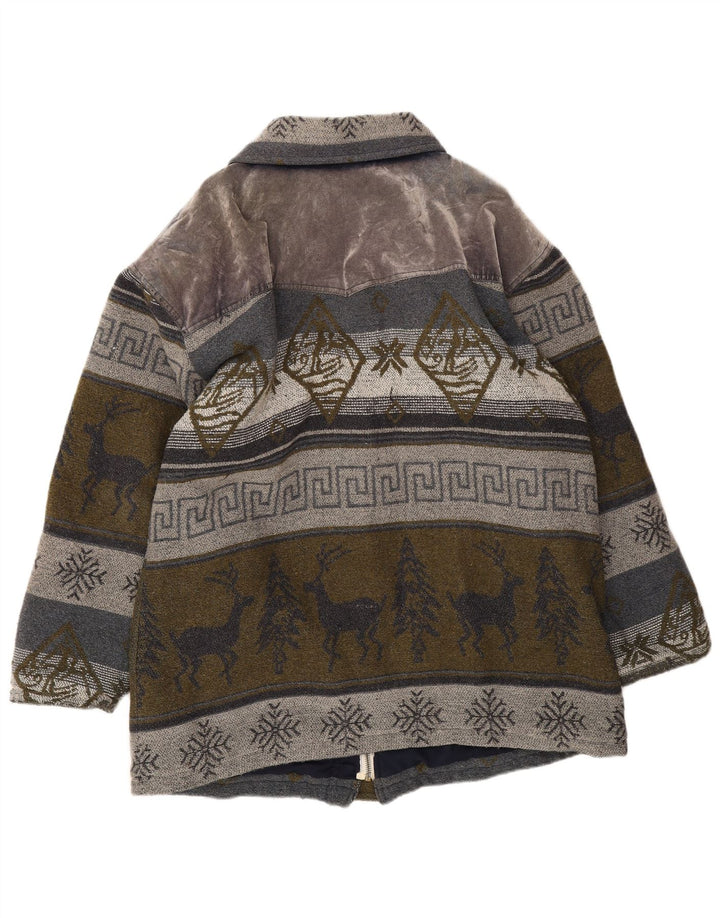 Vintage muška duffle jakna UK 40 Large Grey Fair Isle vuna