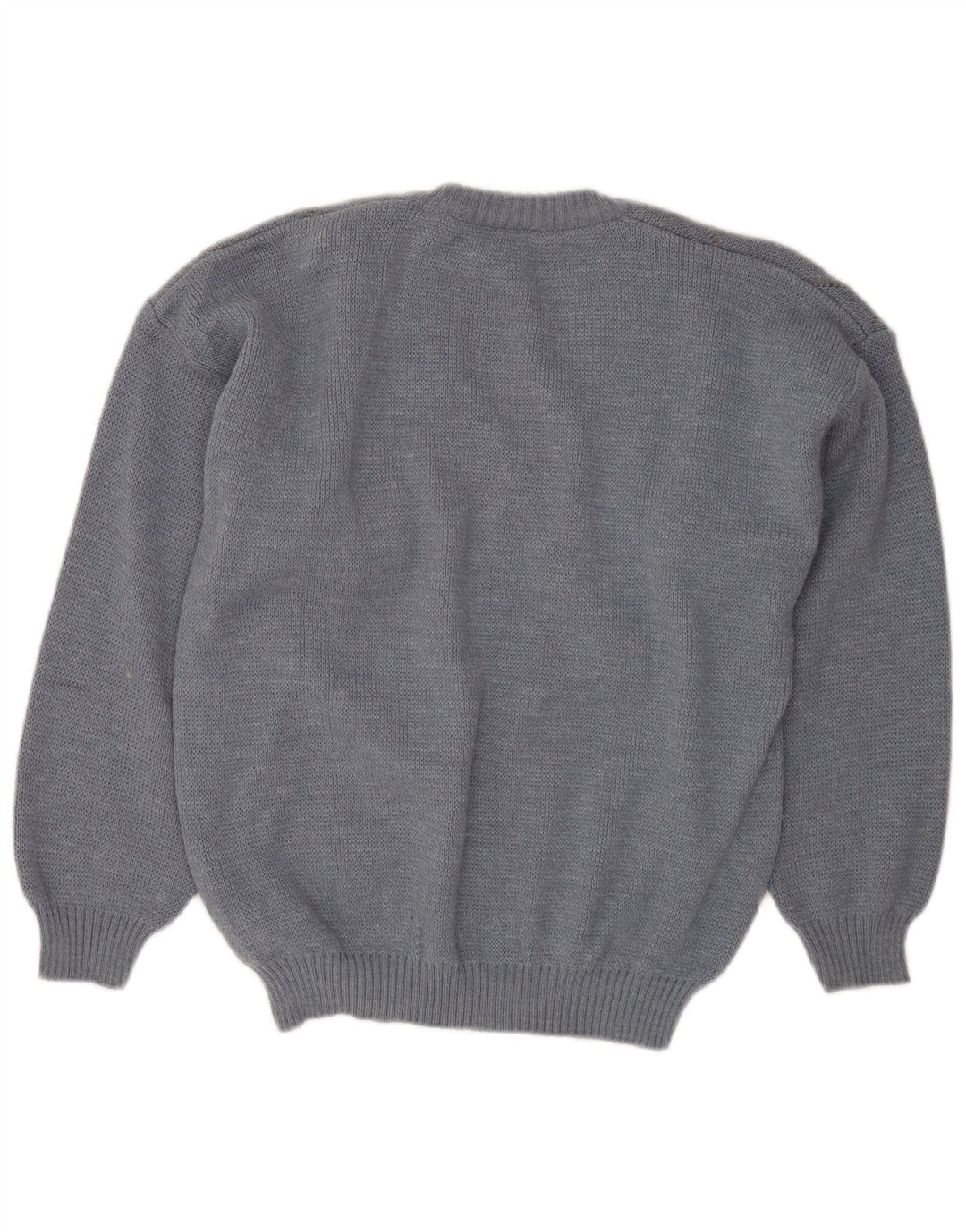 VINTAGE muški džemper s V-izrezom IT 50 Srednje plava Argyle/Dijamantna vuna