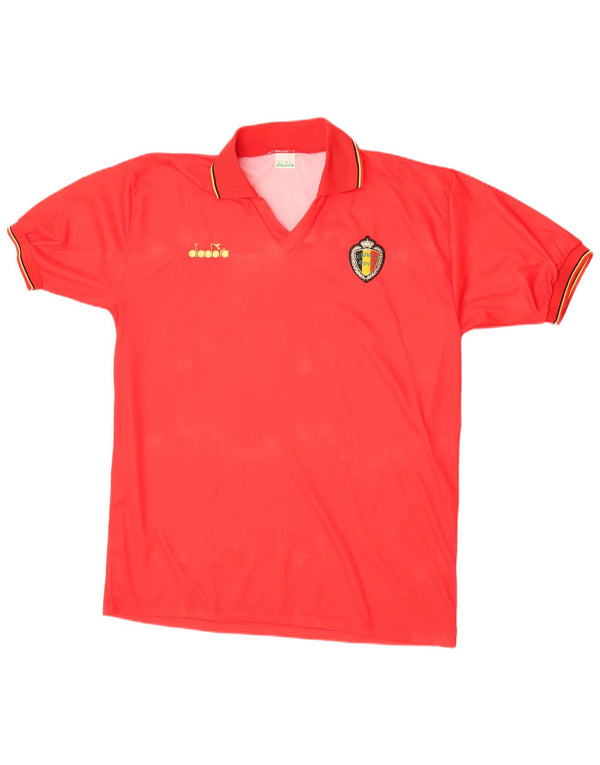 Diadora Mens Belgium 1992-1994 Domaća majica kratkih rukava XL crvena sportska