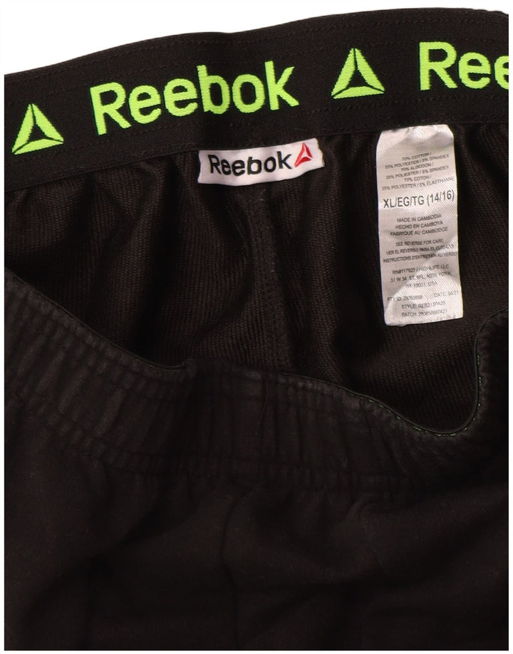 Reebok Boys Graphic Trenirke Hlače 14-15 godina XL crne poliesterske