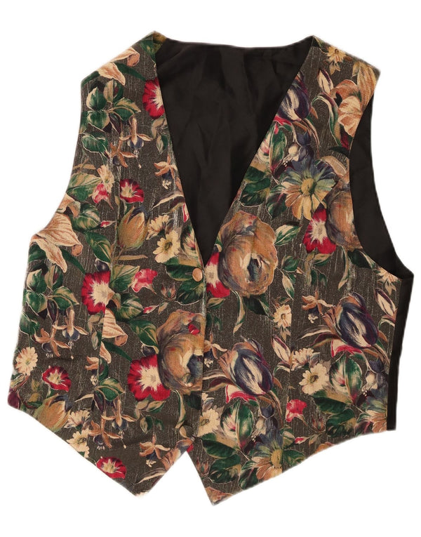 Vintage muški prsluk UK 44 XL crni cvjetni