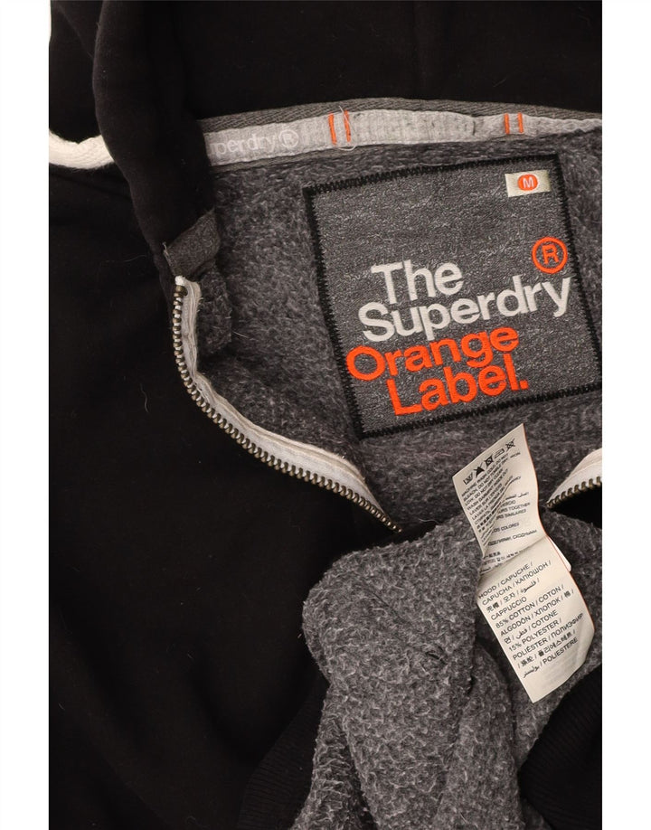 SUPERDRY muški pulover s kapuljačom na patentni zatvarač Srednje crni pamuk