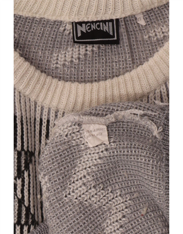 VINTAGE muški džemper s veznim izrezom XL Off White Fair Isle Classic