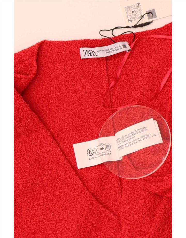 Zara ženski gornji dio s 3/4 rukavima UK 6 XS, crveni poliester