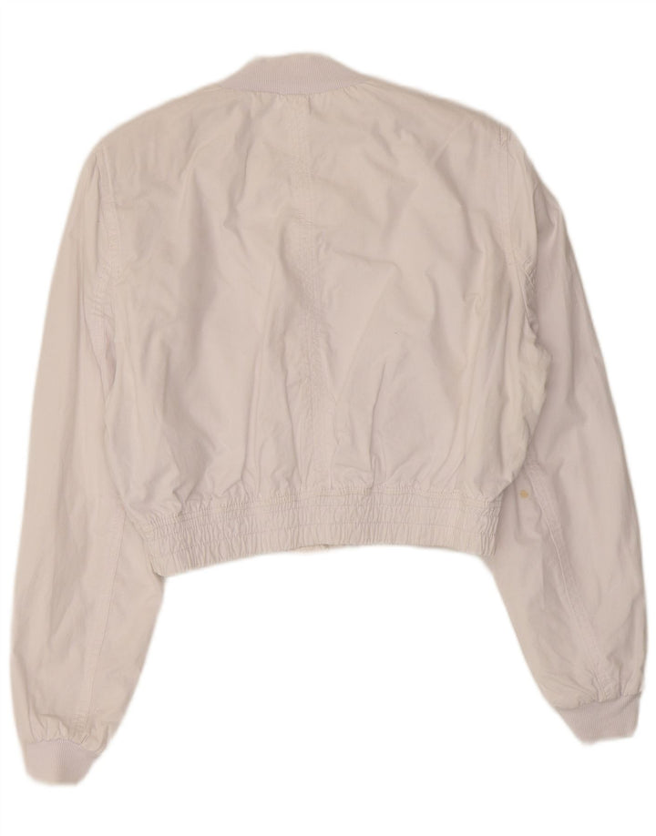 Zara ženska prevelika bomber jakna UK 10 Mala bijela pamučna