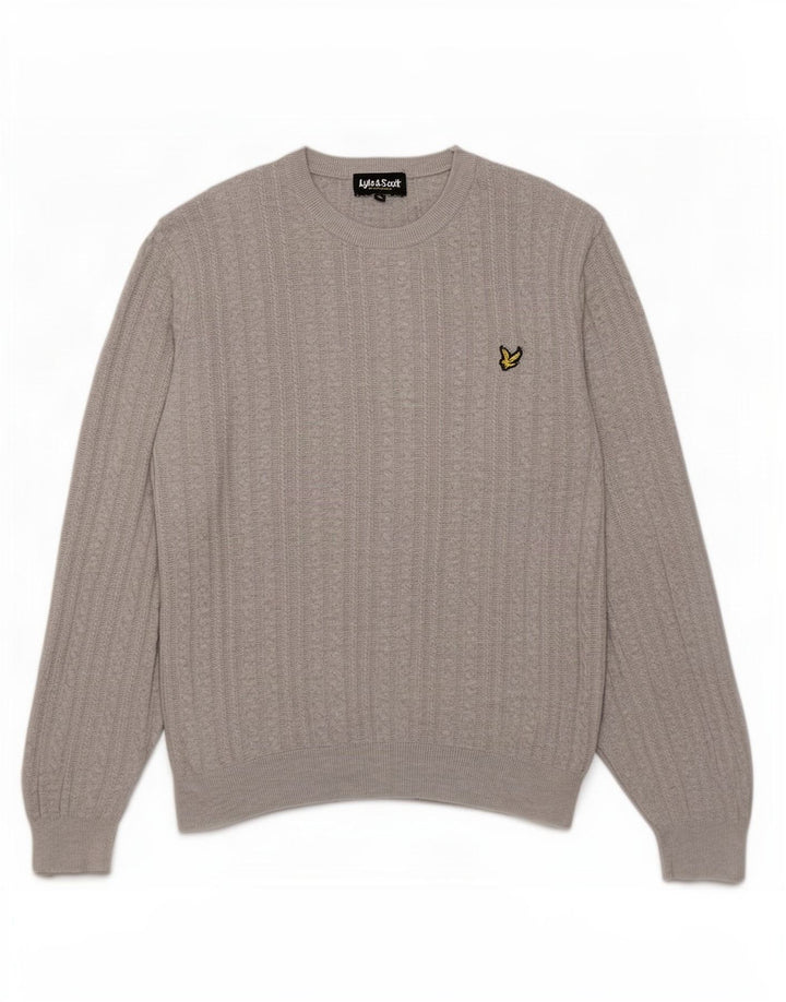 Lyle & Scott muški džemper s okruglim izrezom Veliki sivi pamuk