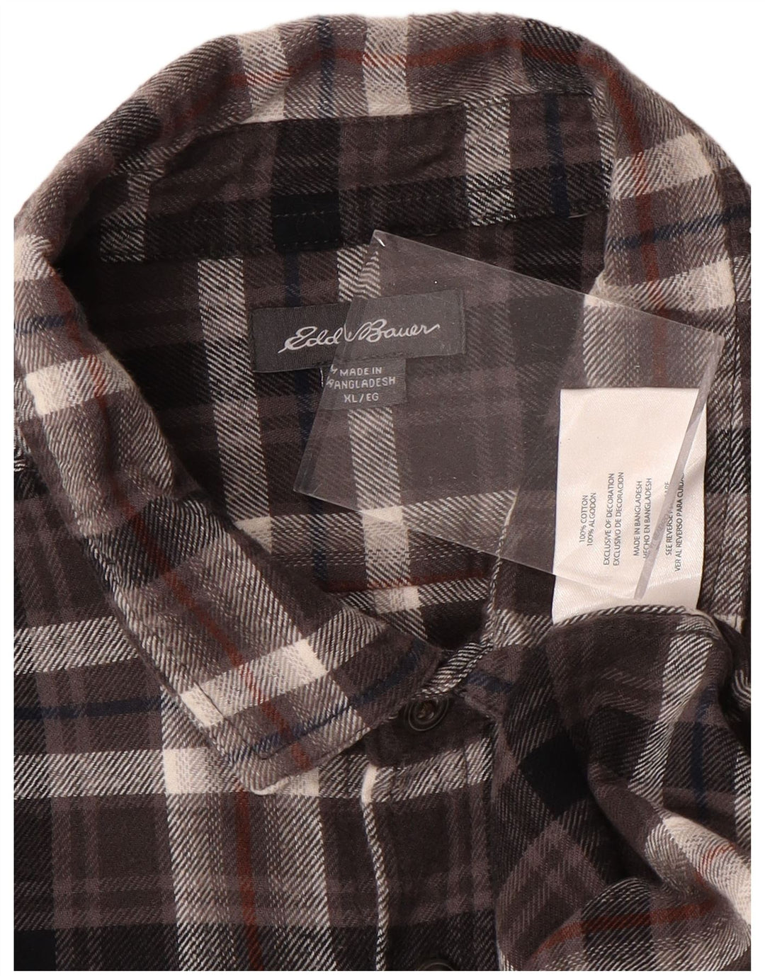 EDDIE BAUER Muška karirana flanelska košulja XL, smeđi pamuk