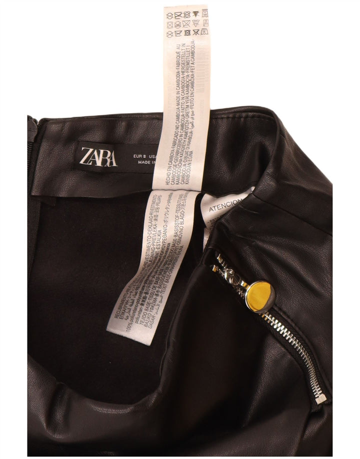 ZARA ženske ležerne kratke hlače od umjetne kože male W26 crni poliuretan