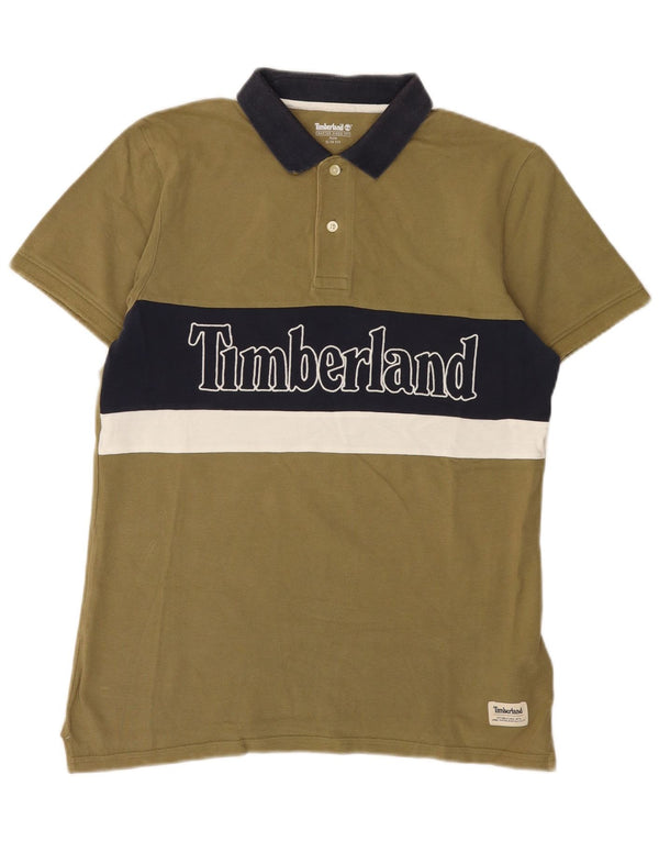 Timberland muška uska polo majica s grafičkim motivima, srednji kaki pamuk