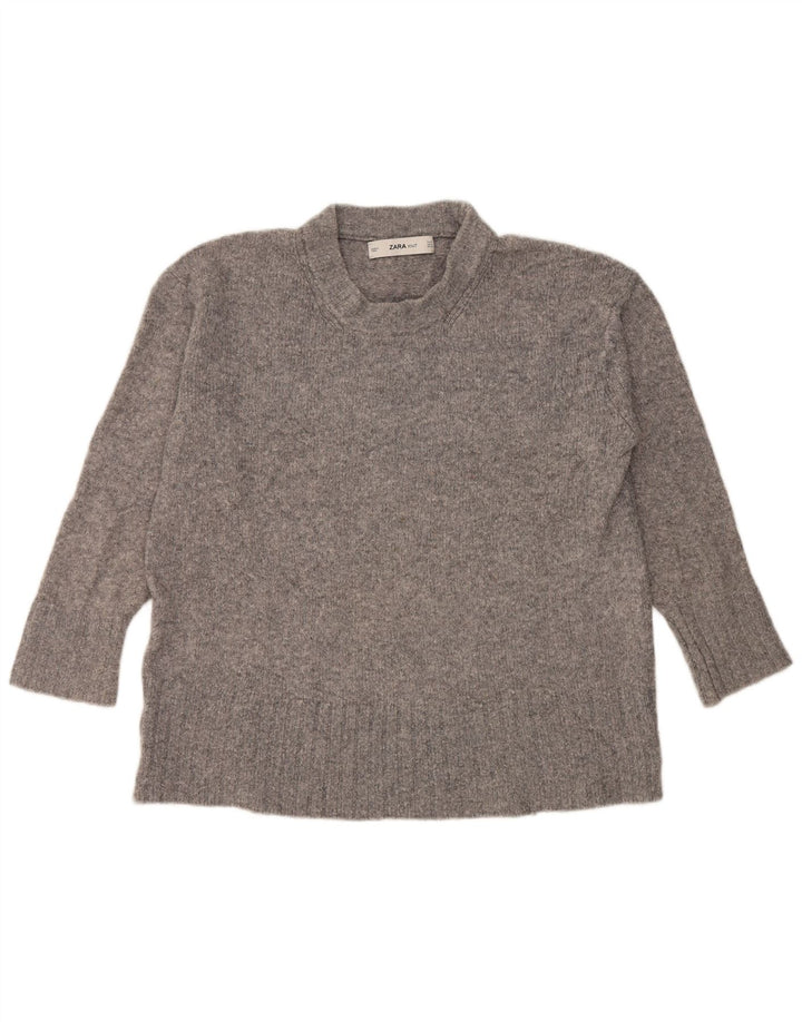 Zara ženski pulover s velikim ovratnikom UK 10 Small Grey Flected