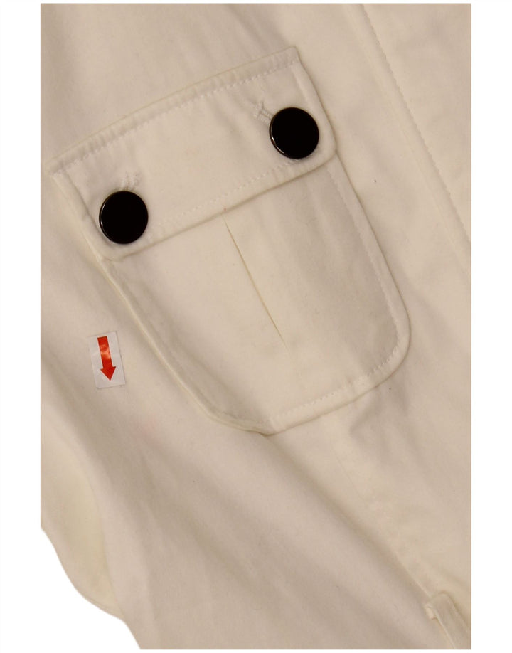 ZARA ženska pomoćna jakna UK 12 Srednje bijeli pamuk