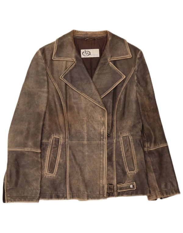 Ženska kožna biciklistička jakna Marella Acid Wash UK 12 srednje siva sportska