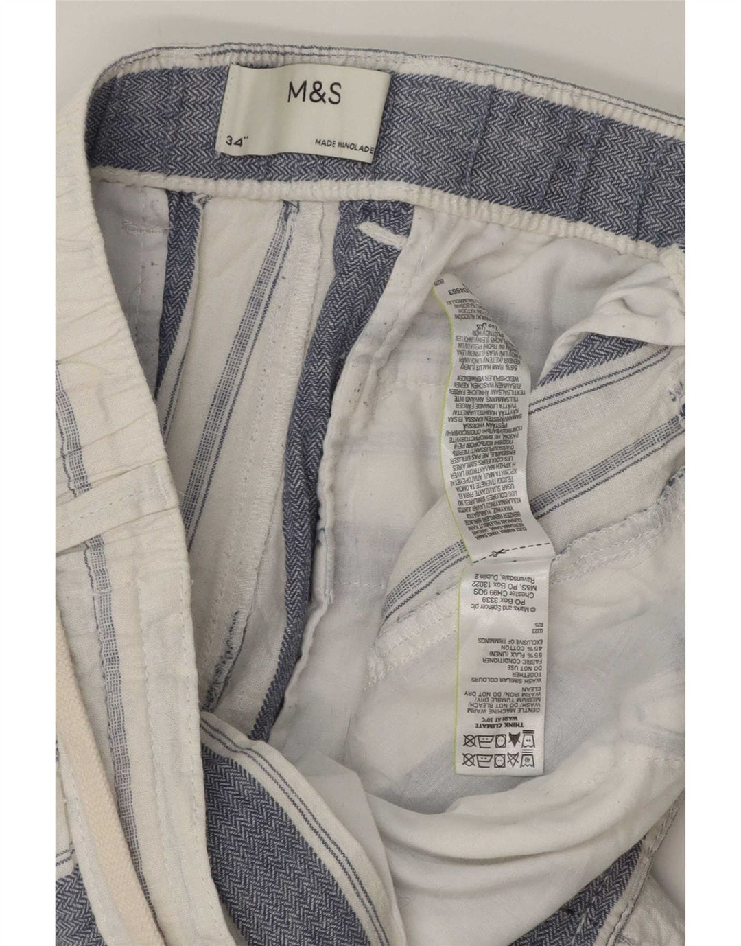 Marks & Spencer muške chino kratke hlače W34 velika bijela prugasta platna