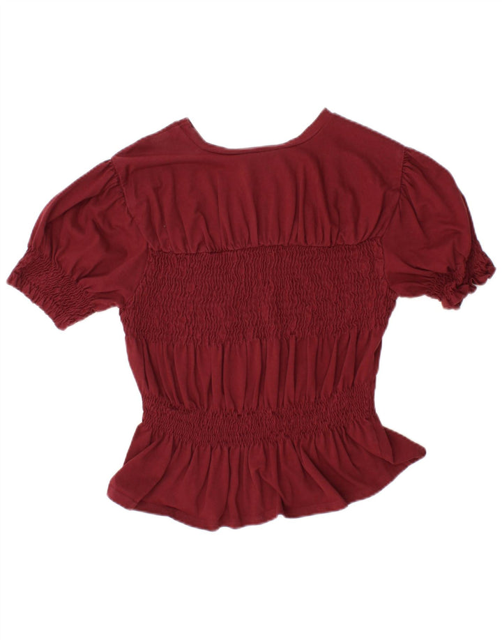 TOPSHOP Ženska skraćena bluza Top UK 10 Small Burgundy Pamuk