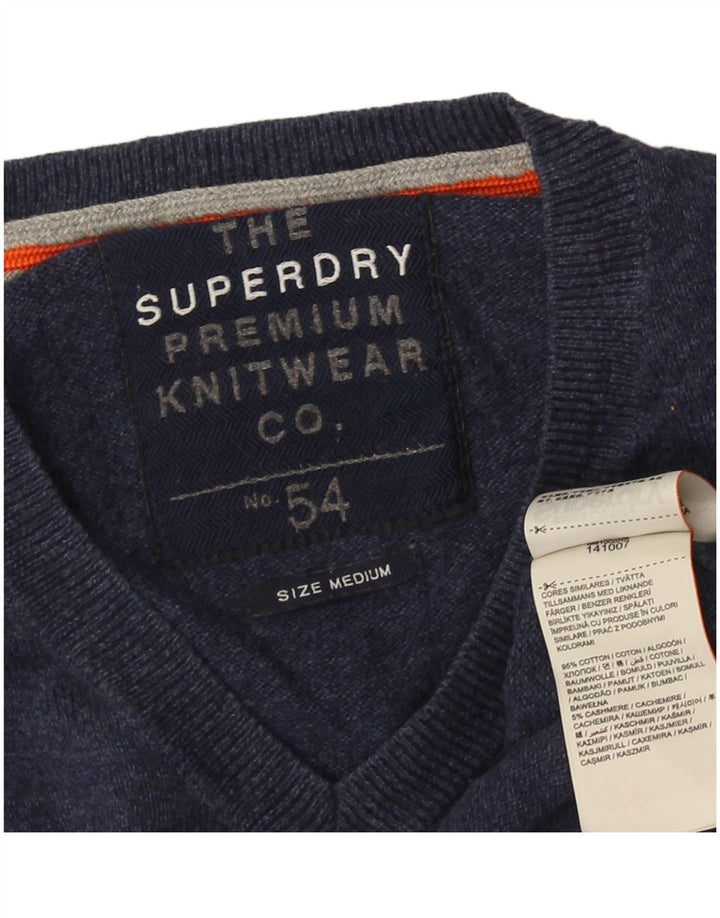 Superdry muški džemper s V-izrezom srednje tamnoplavi pamuk