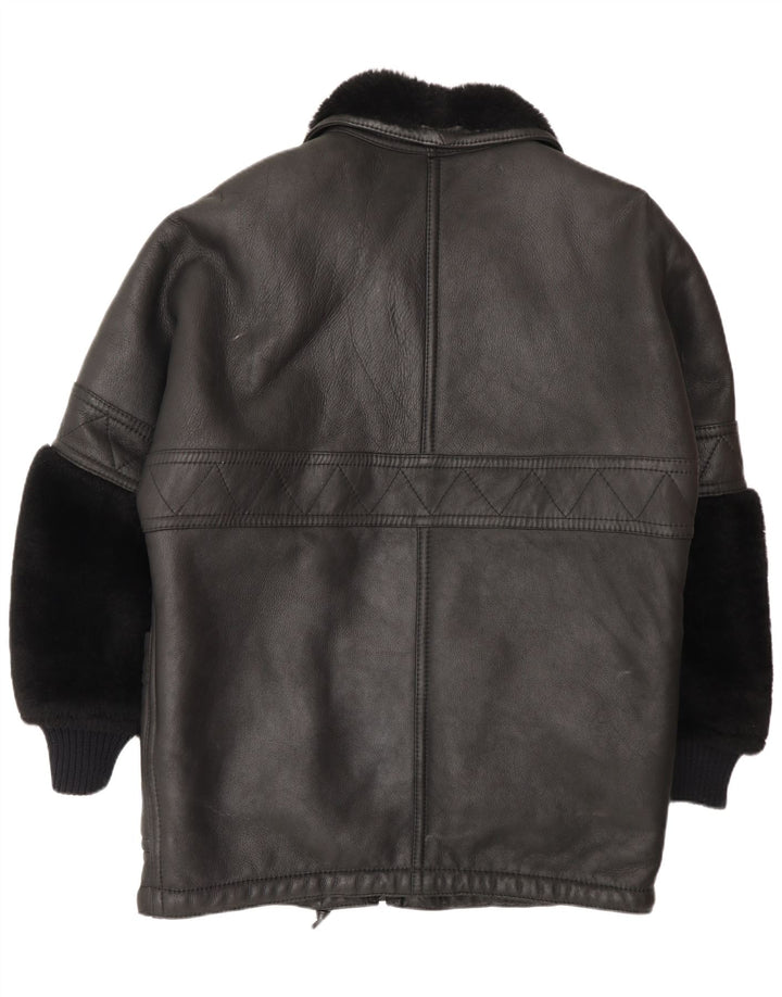 Vintage muška jakna s ovčicama UK 44 2XL crna šiljata jakna
