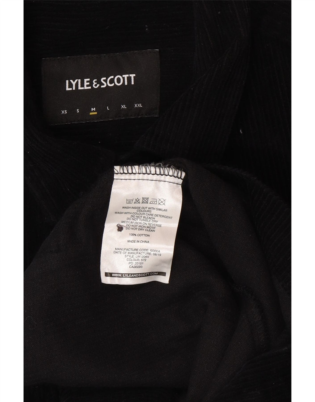 LYLE & SCOTT Muška košulja od samta Srednje crni pamuk
