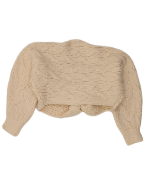 Zara Womens Oversized Bolero Cardigan Sweater UK 10 Small Off White Acrylic