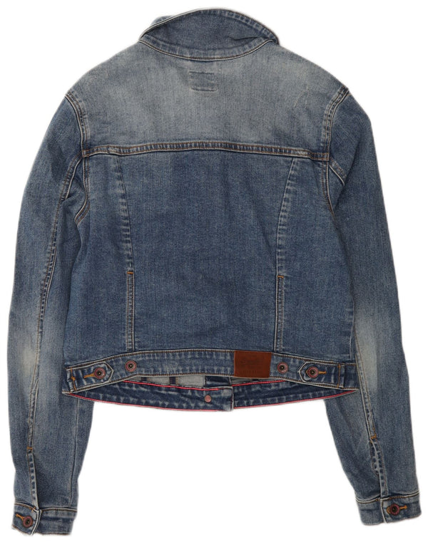 Superdry ženska crop traper jakna UK 14 Large Blue Cotton