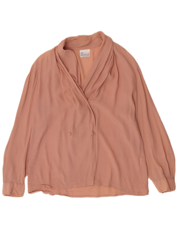 Vintage ženska košulja dugih rukava bluza IT 52 2XL ružičasti acetat