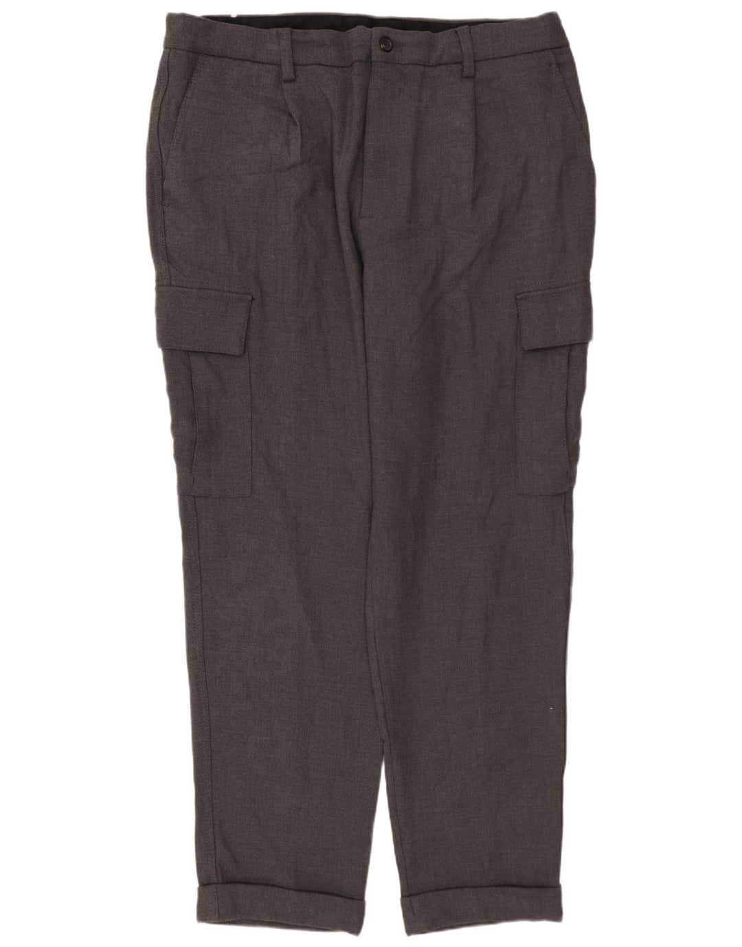 ZARA muške ravne kargo hlače EU 46 XL W36 L30 sivi poliester
