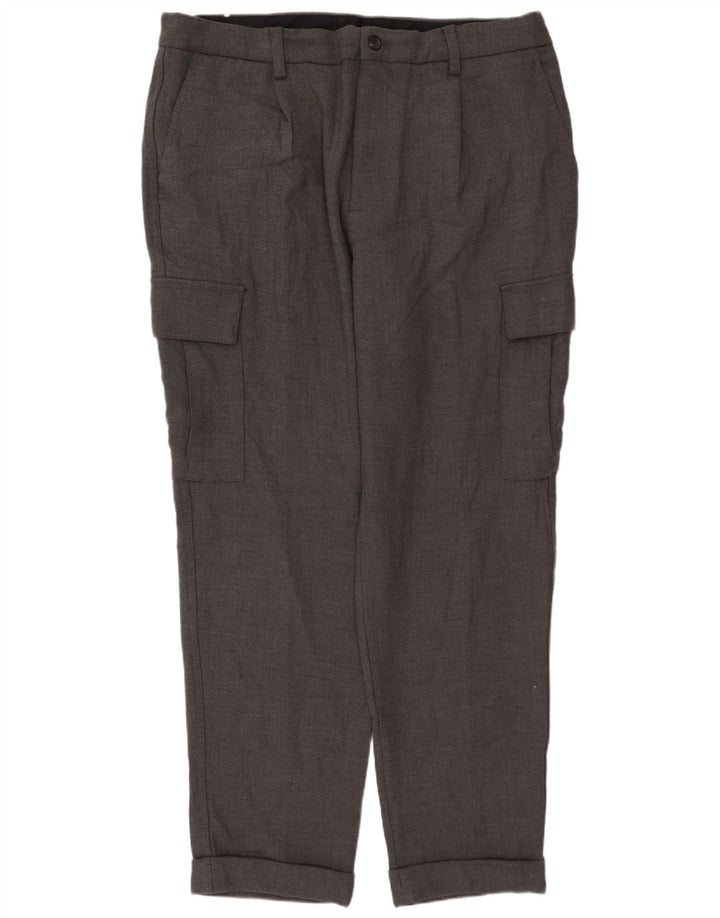 ZARA muške ravne kargo hlače EU 46 XL W36 L30 sivi poliester